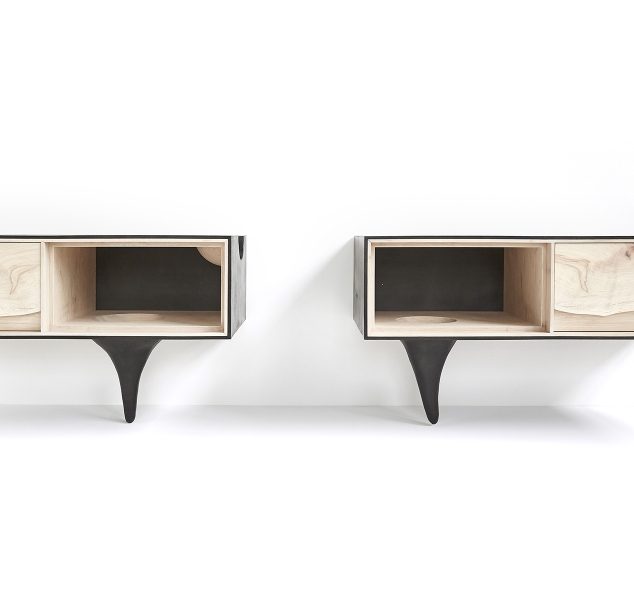 OUTSIDE IN Side Tables in Black – Wall Mounted by Patrick Weder