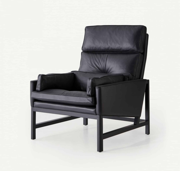 Wood Frame High Back Lounge Chair by BassamFellows