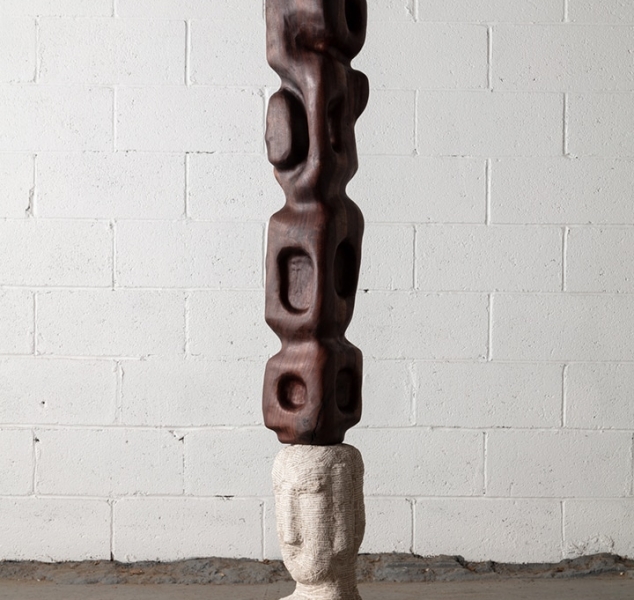 Claro Walnut And Limestone Totem by Casey McCafferty