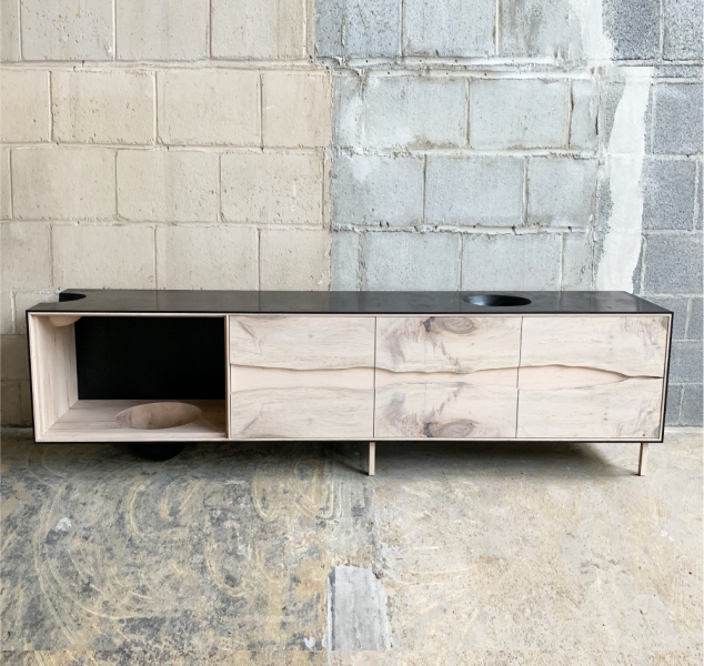 OUTSIDE IN Credenza with Wooden Legs – 96″ by Patrick Weder