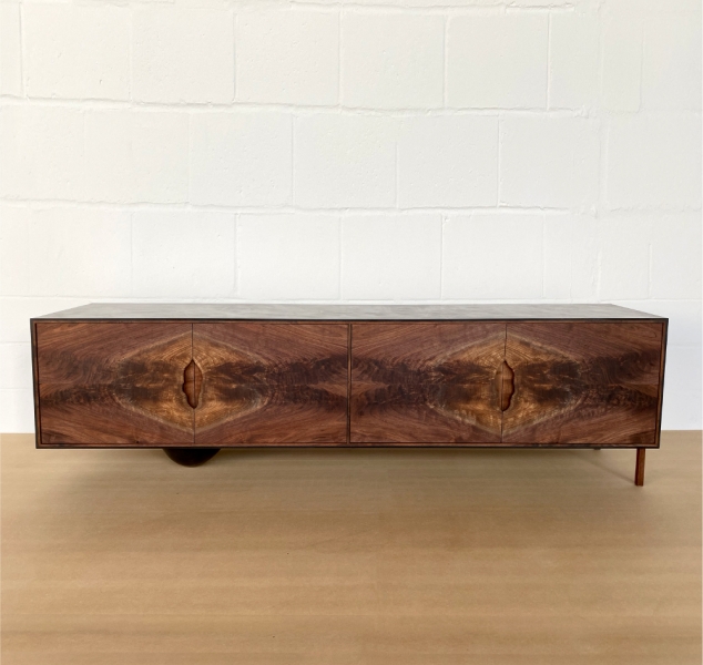 OUTSIDE IN Credenza with Wooden Legs – 86″ by Patrick Weder